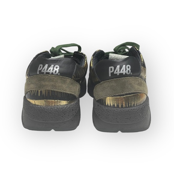 new P448 𖤐 Limited Edition Alex Charm Metallic Leather Sneakers 𖤐 Army 𖤐 40 - Picture 4 of 16